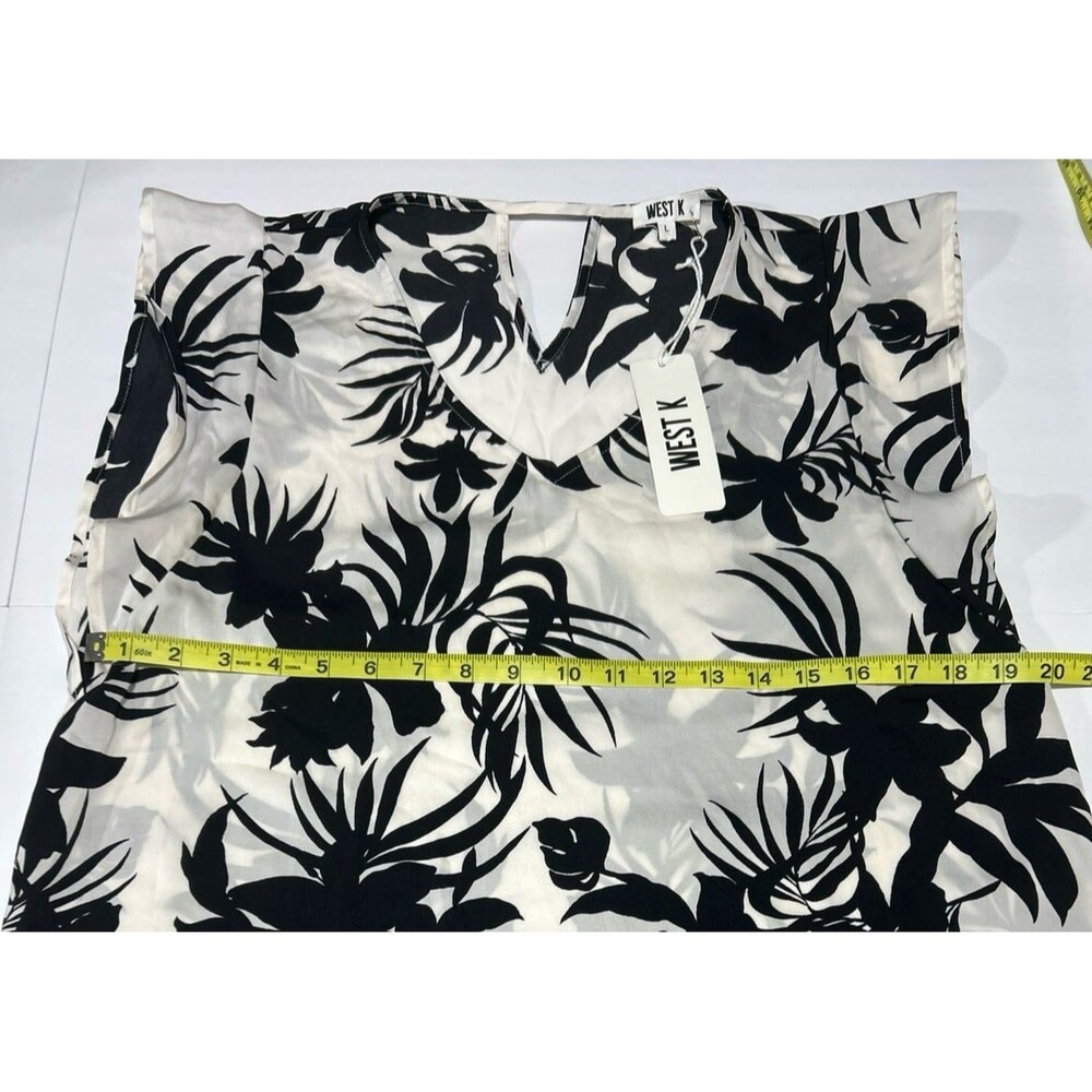 West K Women's Size Large Green Floral V-Neck Faux Wrap Short Sleeve Dress NWT - Picture 4 of 6